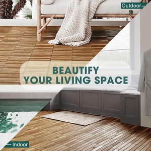 Dalles de terrasse extérieures en bois massif carbonisé, dalles de terrasse emboîtables, dalles de terrasse en bois dur - Product Image 5