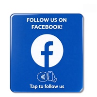 Plaque de contact NFC en acrylique de 12 cm pour avis sociaux (Facebook, Instagram), RFID 13,56 MHz, URL programmable, étanche, avec support et adhésif