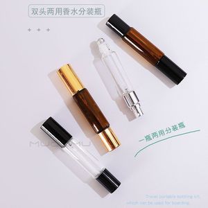 Double-ended Rollerball Spray Bottle Glass Transparent Portable Travel Cosmetic Dispenser Refillable Two-in-one <b>Perfume</b> - Product Image 2