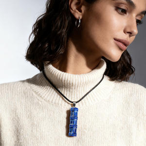 Collar con Colgante de Bambú y Piedra Natural para Mujer, Gema al por Mayor, Gargantilla con Cuentas Colgantes, Joyería, Regalo - Product Image 2