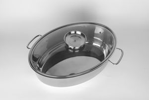 Asador ovalado de acero inoxidable de 15 pulgadas con fondo encapsulado - Product Image 4