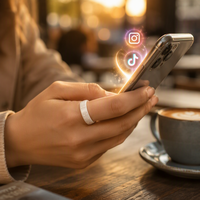 Bague connectée NFC Lumon 7mm Ntag 216 en céramique blanche – Finition brillante de luxe, étanche, anti-rayures, unisexe, pour le bureau et la carrière