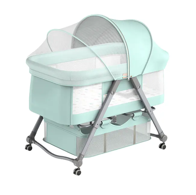 Wholesale Portable Folding Travel Height Adjustable New Born Toddlers Bassinet Crib Baby Cradle Bed with Mosquito Net
