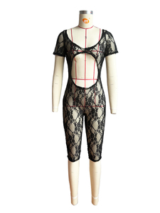 Nouvelle Collection Été 2026 : Combinaison Femme Transparente en Dentelle à Manches Courtes en Maille – Une Pièce - Product Image 6