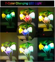Décoration d'intérieur moderne, veilleuse LED, champignon romantique, capteur, lampe murale à brancher avec un design mignon de feuille de lotus aquatique