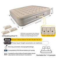 Matelas Gonflable Moderne en PVC Floqué, Taille King, avec Pompe Intégrée, Lit Gonflable Portable pour l'Extérieur, Meubles de Salon