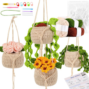 Ensemble de crochet de bricolage amusant jouet au crochet plantes en <span class=keywords><strong>pot</strong></span> fleurs ensemble de tricot avec tutoriel d'apprentissage cadeau de tricot pour les débutants - Product Image 4