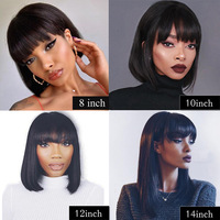 Perruque Bob en vrais cheveux brésiliens faite à la machine, dentelle transparente, cheveux humains naturels, très bon prix