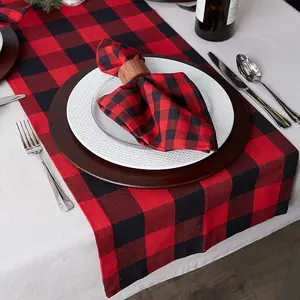 Napperon à carreaux noirs et blancs, décoration, pour Table à manger, set de Table