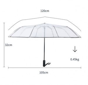 Parapluie Transparent Portable à Ouverture et Fermeture Automatiques, Pliable, Grand Modèle, Idéal pour Mariages, Femmes, Hommes, Voyages et Jours de Pluie - Product Image 4
