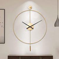 Besi Seni Klasik Besar Dekoratif Jam Dinding dengan Pendulum Modern Diam Logam Jam Dinding untuk Ruang Tamu Kamar Tidur