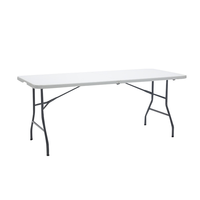Table pliante rectangulaire en résine plastique HDPE, best-seller, avec pieds en métal, design rustique, résistante aux UV, pour jardins extérieurs