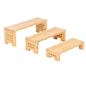 Wooden <b>Display</b> <b>Rack</b> 3 Tier Natural Wood Color Multipurpose Storage For Cake Pastry Figurine Cosmetics Desktop Organization - Product Image 5