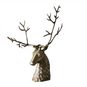 รูปปั้นหัวกวางโลหะสีทองสไตล์โมเดิร์น งานแฮนด์เมดหลายชิ้น ตกแต่งบ้านสำหรับเทศกาลคริสต์มาส - Product Image 4
