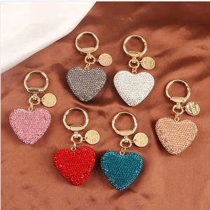 Accesorios para colgante de coche, llavero de corazón con diamantes brillantes, borla, llavero de corazón de cristal morado con diamantes de imitación - Product Image 2