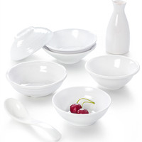 Ensemble de bols à riz et à soupe en plastique personnalisés, réutilisables, écologiques, en mélamine blanche dure, design moderne, vente en gros