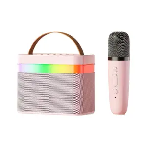 Taşınabilir kablosuz hoparlör Karaoke çift 2.4G Mic RGB işık aile şarkı bas stereo KTV Mini mikrofonlar parti hoparlörler k13 k12