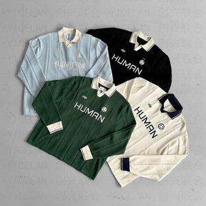 <span class=keywords><strong>Polo</strong></span> da <span class=keywords><strong>uomo</strong></span> con logo ricamato personalizzato da <span class=keywords><strong>uomo</strong></span> con colletto a maglia in Twill camicia <span class=keywords><strong>POLO</strong></span> a righe a maniche lunghe - Product Image 1