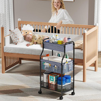 Chariot roulant multifonctionnel le plus vendu pour chambre de bébé, couches et jouets, avec panier en filet