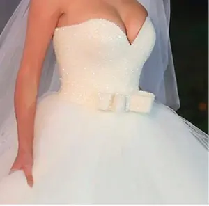 Neue Design Mode Lager Bereit für Schiff Weiß Slim Fit Braut Hochzeit Kleid