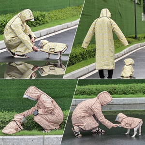 Chubasquero para perro de lluvia XXL de etiqueta privada, ropa para mascotas de estilo occidental con capucha bonita con estampado de animales, ropa para dueño humano de perro a juego - Product Image 6