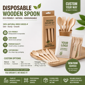 Cucchiaio di Legno Monouso Luckyvanpin 185mm Rinforzato in Betulla Biodegradabile Ecologico <span class=keywords><strong>per</strong></span> Feste Confezione da 100 Pezzi Ingrosso Personalizzabile - Product Image 5