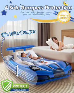 Cama Inflable de Viaje para Niños con Forma de Auto de Carreras, con Barandas de Seguridad para Niños Pequeños, para Acampar en Casa - Product Image 4