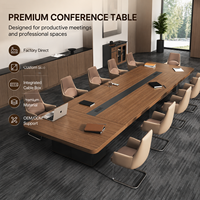 Table de conférence avec rainure de gestion des câbles centralisée, bureau de réunion grande capacité pour bureau d'entreprise, salle de réunion multi-personnes