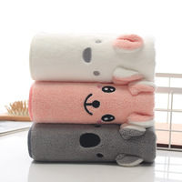 Serviette en microfibre douce et absorbante et serviette de bain en polaire corail avec motif animal 3D pour enfants, ensemble avec boîte cadeau