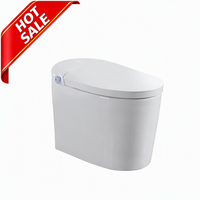 WC intelligent sans réservoir en céramique avec bidet intégré, monobloc, chasse automatique, ouverture/fermeture automatiques, siège chauffant, lavage à bulles, eau chaude, séchage