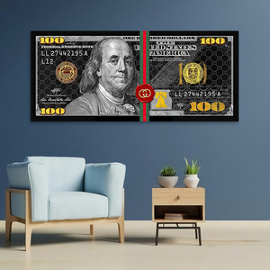 El Presidente estadounidense <span class=keywords><strong>Benjamin</strong></span> Franklin, cuadro de 100 dólares, pintura para decoración del hogar, póster rico, pinturas impresas en HD - Product Image 4