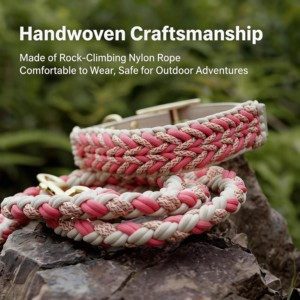 Collier pour chien tressé à la main 3 en 1, laisse en corde durable, paracorde tissé, boucle en nylon réglable - Product Image 1