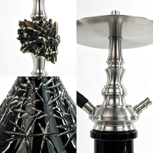 Cachimba de Vidrio Negro Moderna con Base Metálica, Pipa de Agua Decorativa para Uso en Exteriores, Patio y Jardín - Product Image 4