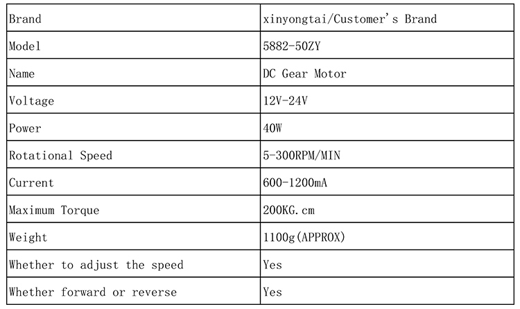 5882-50ZY Schneckengetriebemotor – 12 V / 24 V, 1,5–440 U/min, Drehmoment 200 Kg/cm, Für Vorwärts-/Rückwärtslauf & Geschwindigkeitsregelung
