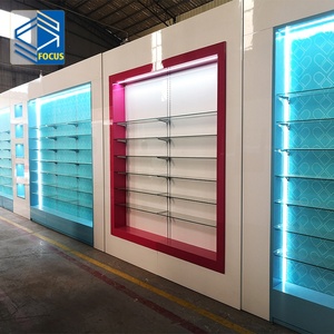 ที่มีคุณภาพสูง MDF ไม้ลามิเนตร้านขายยาชั้นวางเฟอร์นิเจอร์ระบบขายส่งกระจกร้านขายยาชั้นวาง - Product Image 4