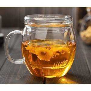 Taza de Té de Vidrio Resistente al Calor con Tapa, Juego de Tres Piezas, para Oficina, Color Sólido, Taza para Bebidas - Product Image 1