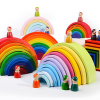 Juguetes Educativos Montessori para Niños, Juguetes de Madera Apilables Grandes, Juegos de Bloques de Construcción de Arcoíris