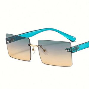 Gafas de Sol Cuadradas Pequeñas Retro de Moda 2021 para Mujer, Lentes con Gradiente UV400, Montura Rectangular sin Aro - Product Image 2