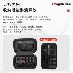 aMagisn Insta360 Ace Pro <b>Camera</b> Case 4 Inch Zipper Nylon Portable Protection <b>Bag</b> for Action <b>Camera</b> Accessories - Product Image 3