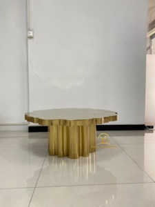 בוקה דו לובו יוקרה נירוסטה שורשי עץ זהב לא סדירים שולחן קפה עליון חרוט סט שולחן קפה עגול עכשווי - Product Image 2