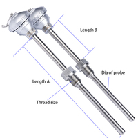 Haute précision WZP-230 130 capteur RTD 3/4 fil Pt100 fileté thermocouple de sonde en acier inoxydable PT1000