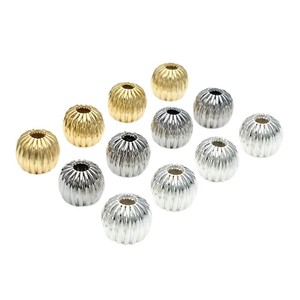Entretoises de perles citrouille or et argent 8 mm, accessoires de bijoux DIY, forme ronde pour projets créatifs - Product Image 5