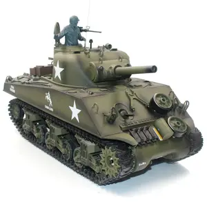 Henglong 3898-1 금속 미국 M4A3 주요 전투 탱크 RC 모델 미국 셔먼 1/16 전투