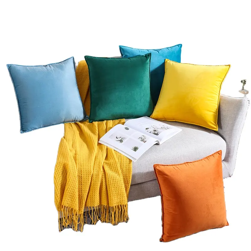 Factory Direct Sale Velvet Fabric Pillowcase Solid Color Pillow Case for Bed Sofa Cushion Cover