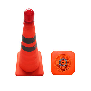 Cônes de signalisation routière de sécurité, orange fluorescent, rétractables et pliables, pour situations d'urgence - Product Image 1