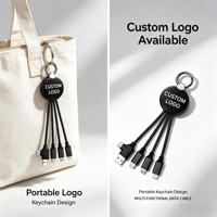 Câble de charge tressé en nylon 4-en-1 avec logo personnalisé, chargeur rapide multifonction USB Type-C/Micro-USB/Lightning – Cadeau
