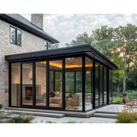 PinAi - Serres en verre préfabriquées pour l'extérieur, 4 saisons, rétractables, en aluminium, avec toit en verre isolant écologique