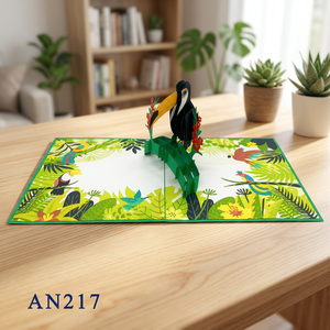 Carte pop-up 3D Toucan, design animal personnalisé, découpe de papier artisanale, impression offset, de Hanoï, Vietnam, cadeau de Noël et de Nouvel An - Product Image 3