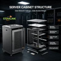 Rak Server Pusat Data Starlink SPCC Baja Canai Dingin 19" 12U Kabinet Data Standar ANS/EIA RS-310-D
