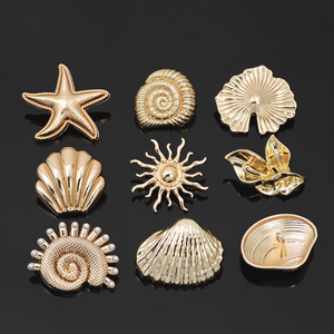 Nút Kim Loại Tùy chỉnh nút hợp kim kẽm nút may may may sao biển vỏ sò hình dạng đặc biệt nút ốc xà cừ vàng cho quần áo - Product Image 3